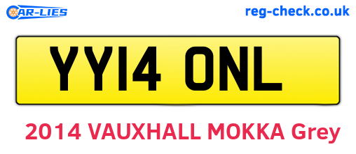 YY14ONL are the vehicle registration plates.