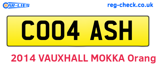 CO04ASH are the vehicle registration plates.