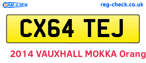 CX64TEJ are the vehicle registration plates.