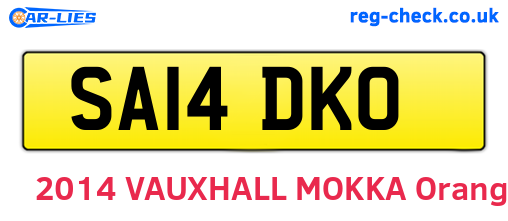 SA14DKO are the vehicle registration plates.