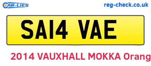 SA14VAE are the vehicle registration plates.