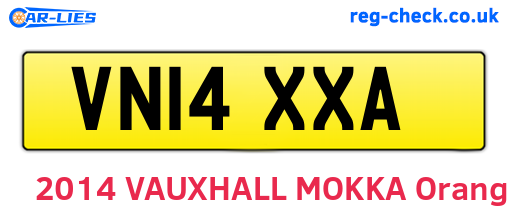 VN14XXA are the vehicle registration plates.
