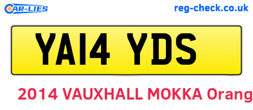 YA14YDS are the vehicle registration plates.