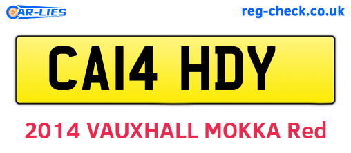 CA14HDY are the vehicle registration plates.