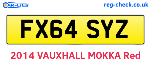 FX64SYZ are the vehicle registration plates.