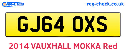 GJ64OXS are the vehicle registration plates.