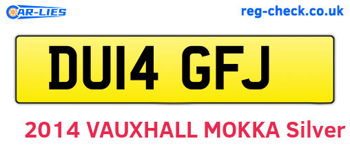 DU14GFJ are the vehicle registration plates.