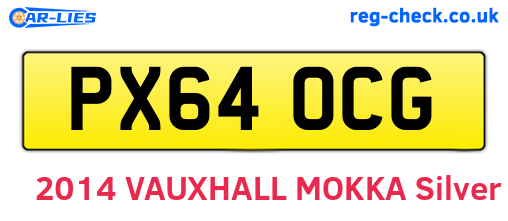PX64OCG are the vehicle registration plates.