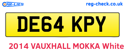 DE64KPY are the vehicle registration plates.