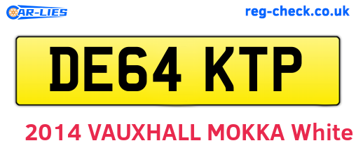 DE64KTP are the vehicle registration plates.