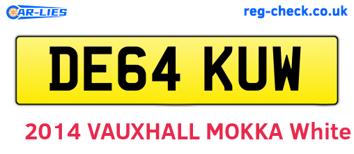 DE64KUW are the vehicle registration plates.