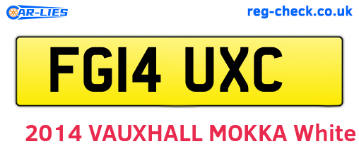 FG14UXC are the vehicle registration plates.