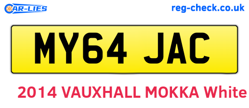 MY64JAC are the vehicle registration plates.