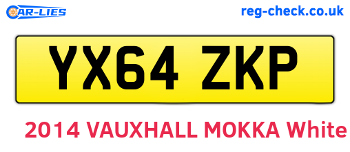 YX64ZKP are the vehicle registration plates.