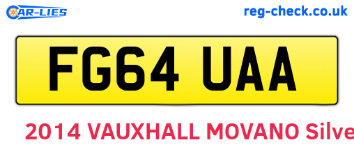 FG64UAA are the vehicle registration plates.