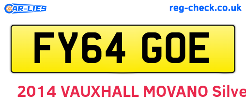 FY64GOE are the vehicle registration plates.
