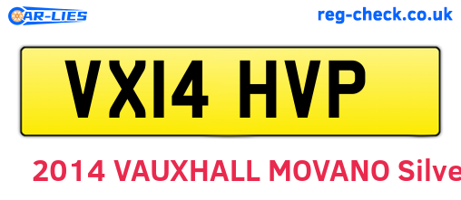 VX14HVP are the vehicle registration plates.