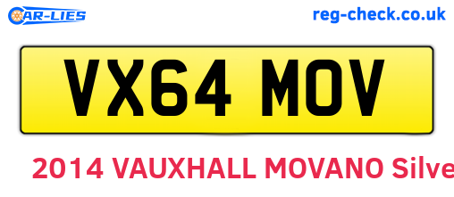 VX64MOV are the vehicle registration plates.