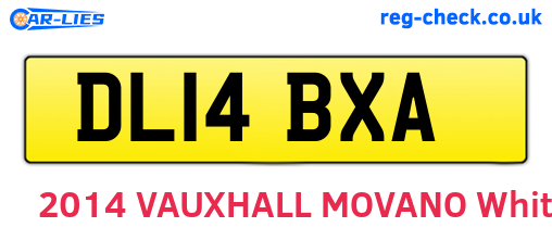 DL14BXA are the vehicle registration plates.
