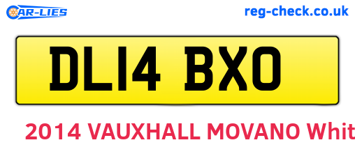 DL14BXO are the vehicle registration plates.
