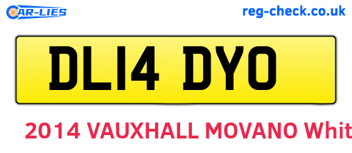 DL14DYO are the vehicle registration plates.