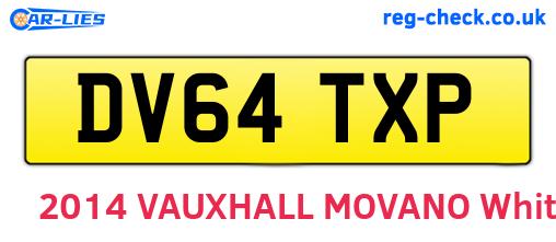 DV64TXP are the vehicle registration plates.