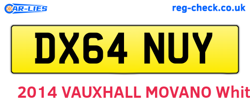 DX64NUY are the vehicle registration plates.