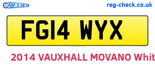 FG14WYX are the vehicle registration plates.