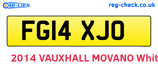 FG14XJO are the vehicle registration plates.