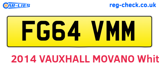 FG64VMM are the vehicle registration plates.