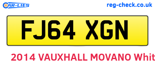 FJ64XGN are the vehicle registration plates.