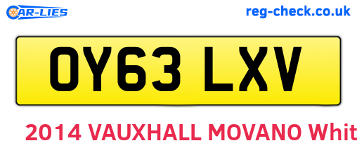 OY63LXV are the vehicle registration plates.