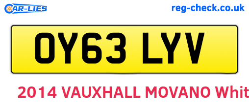 OY63LYV are the vehicle registration plates.