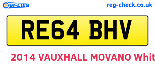 RE64BHV are the vehicle registration plates.