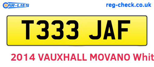 T333JAF are the vehicle registration plates.