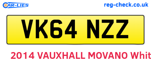 VK64NZZ are the vehicle registration plates.