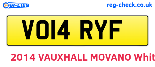 VO14RYF are the vehicle registration plates.