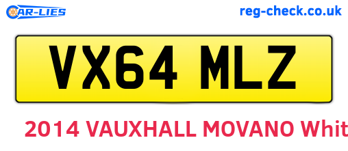 VX64MLZ are the vehicle registration plates.