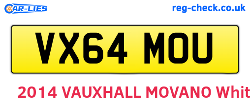 VX64MOU are the vehicle registration plates.