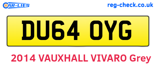 DU64OYG are the vehicle registration plates.
