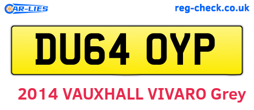DU64OYP are the vehicle registration plates.