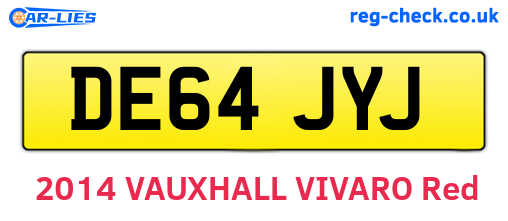 DE64JYJ are the vehicle registration plates.