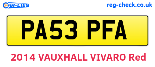 PA53PFA are the vehicle registration plates.