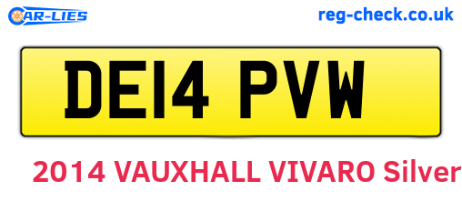 DE14PVW are the vehicle registration plates.
