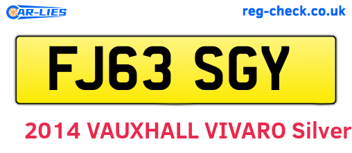 FJ63SGY are the vehicle registration plates.