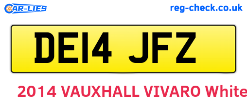 DE14JFZ are the vehicle registration plates.