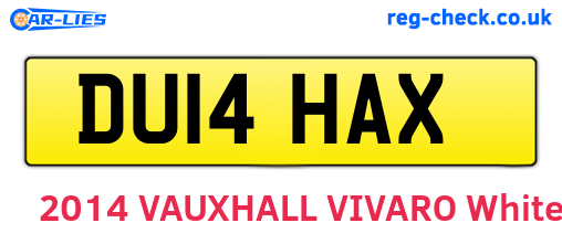 DU14HAX are the vehicle registration plates.