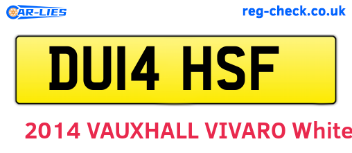 DU14HSF are the vehicle registration plates.