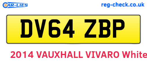 DV64ZBP are the vehicle registration plates.