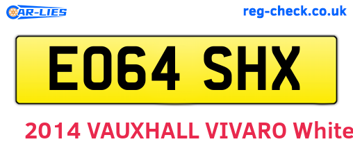 EO64SHX are the vehicle registration plates.